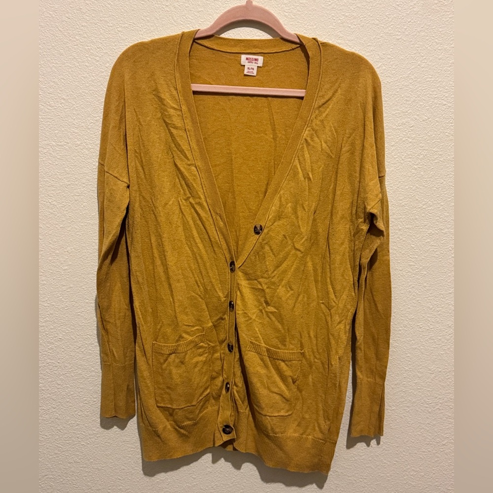 Mossimo Supply Co. Mustard Yellow Sweater with Pink Trim